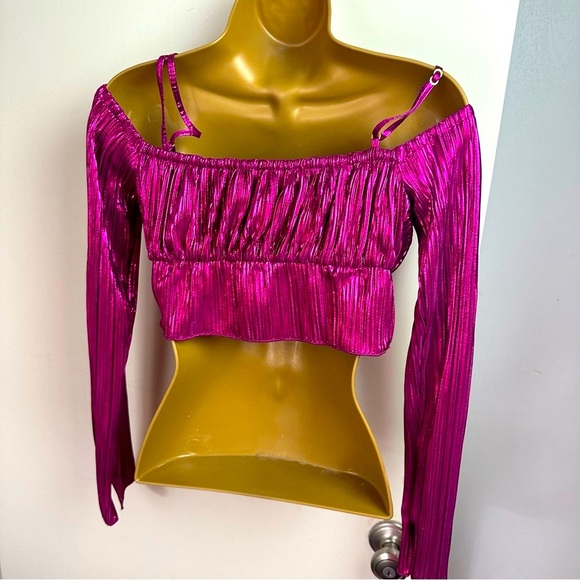 REVOLVE X House of Harlow 1960 Sydelle Cropped Barbie Core Top Fuchsia Size XS - Picture 8 of 16